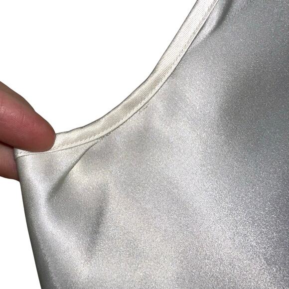 Oscar de la Renta Vintage Pink Label Ivory Satin Logo Sleep Tank Top - Picture 13 of 13